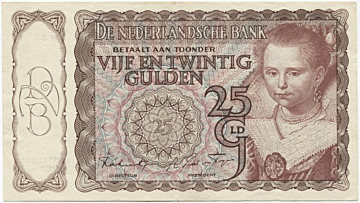 25 Gulden 1943 (Mädchenportrait nach Moreelse)
